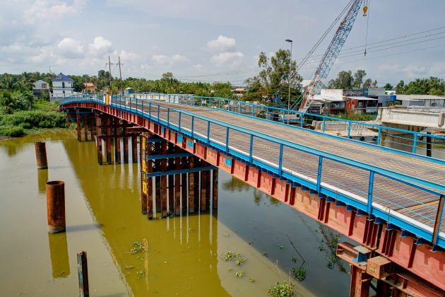 Thi công Cầu Tạm Giồng Găng Đồng Tháp